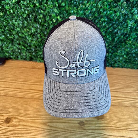 Adult Salt Strong Trucker Snapback Gray Hat Fishing Cap Great Gift - Picture 5 of 8